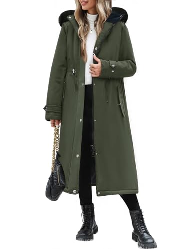 Wiepux Long Puffer Jacket Womens Coat Chaquetas Invierno Abrigos de Mujer Ladies Waterproof Down Parka,Army Green,M