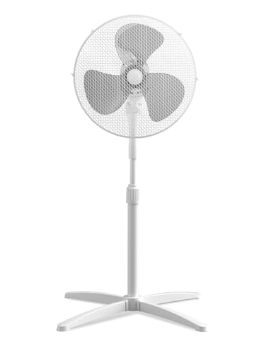 Midea FS40-25MUK(WH) 40W Pedestal Fan, 3 Speed Settings, 90° Oscillation, Adjustable Height Stand Fan, Powerful Airflow and Quiet Operation, Ideal For Home & Office, White
