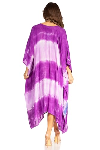 Sakkas Clementine Second Women's Tie Dye Caftan Dress/Cover Up Beach Kaftan Boho2