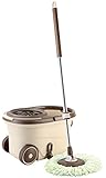 RoMop Easy To Go Stainless Steel Deluxe Rolling Spin Mop, With High-speed Turbo Washing, [Includes 2x Microfiber Mop Heads, 1x Chenille Mop Pad, 1x Scrub Brush, 1 Extension Handle]