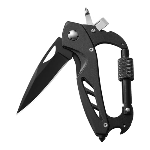 Multitool Carabiner with Pocket Knife, 6-in-1 Multi Tools with Window Breaker, Bottle Opener and Screwdriver,Camping and Mountaineering Survival Equipment, Christmas Gifts for Men and Women