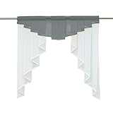 Material: 100% Polyester HongYa transparenter Voile Scheibengardine Tunnelzug Kurzstore Küche Kleinfenster Gardine H/B 125/120 cm Grau