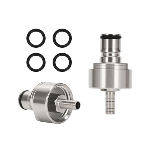 Watflow Stainless Steel Force Carbonation Cap, Universal Ball Lock,Suit Keg Post 5/16" Beer Line Nipple Barb & CO2 Coupling for Soda & Drink, PET Bottles Counter Pressure Bottle Filling Cap(2pcs)