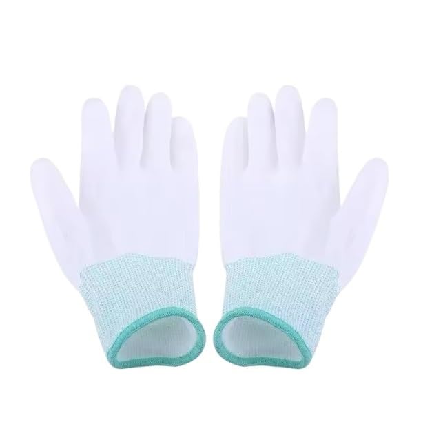 Guantes acolchados blancos talla M con palma recubierta y puntas antideslizantes, pack de 8 unidades