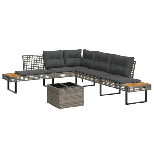 Vetnasa Set de sofás jardín 2 pzas con Cojines ratán PE y Vidrio Gris Mobiliario, Muebles de jardín, Conjuntos de jardín Gris 38,8 KG
