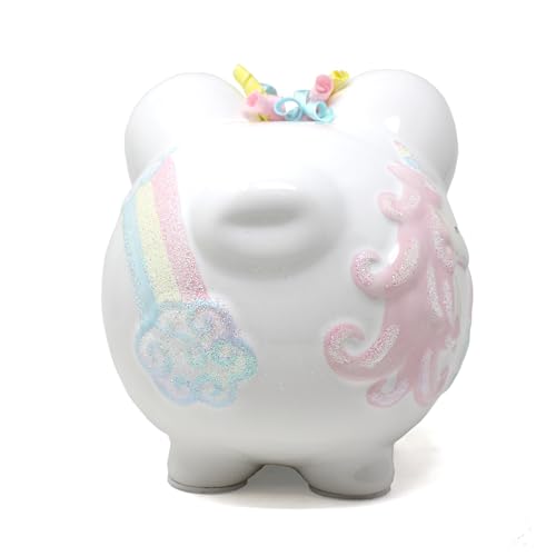 Child to Cherish Ceramic Piggy Bank for Girls, (Unicorns and Rainbows) by Child to Cherish - Used condition - Image 2