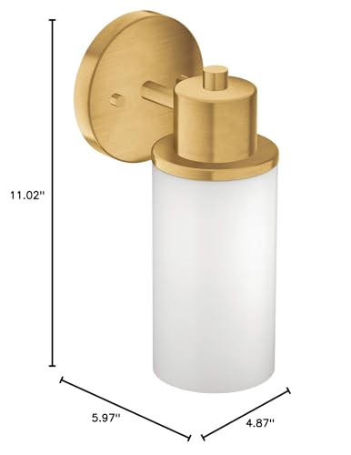 Image of Moen DN0761BG Iso 1-Light Dual-Mount Bath Bathroom Vanity Fixture with Frosted Glass, Brushed Gold (Pack of 2)