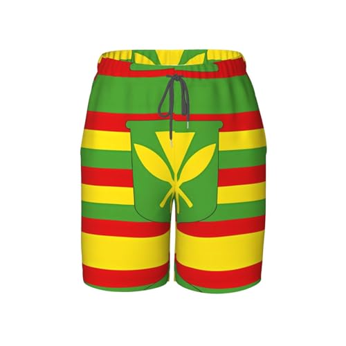 Native Hawaiian Flag Youth Beach Pants, Soft and Breathable, with Drawstring Waist, Suitable for Sports and Leisure.