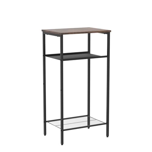 Image of Hoctieon 3 Tier End Table, Telephone Table, Narrow Side Table with Storage, Nightstand for Small Spaces, Metal Frame, For Living Room, Bedroom, Sofa Couch, Hall, Easy Assembly, Rustic Brown