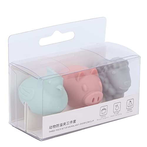 ZJchao 3pcs Anti-Scalding Pot Side Clips, Prevent Overflow Cute Animal Shape Silicone Utensils Pot Lid Lifting Clips Kitchen Cooking Tools