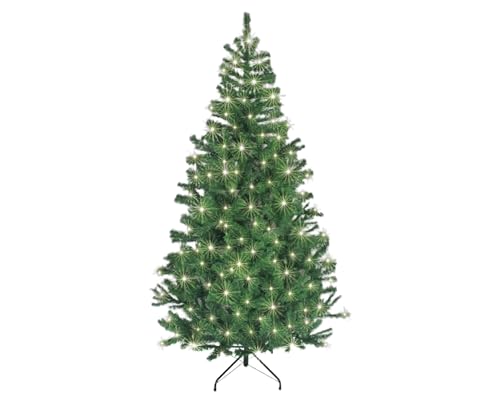 5ft/1.5m Pre-Lit Artificial Christmas Tree Alaskan Pine Green 350 Tips - 130 Warm White LEDs Metal Stand Xmas Home Decorations