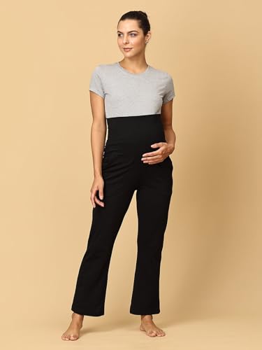 Image of The Mom Store Maternity Track Pants | for Pregnant Women with Ultimate Comfort | Prenatal Yoga Pants | Pre and Post Pregnancy
