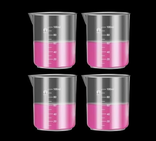 Image of 100ml Plastic Measuring Cups Graduated Epoxy Resin Mixing Cups, Small Beaker, Plastic Measuring Cup for Epoxy Resin, Paint, Art Craft, Soap Candle Tumbler Making (4, 100ml)