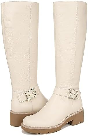 Naturalizer Womens Darry Tall Water Repellent Knee High Boot Porcelain Beige Leather Wide Calf 8 W | Image 3