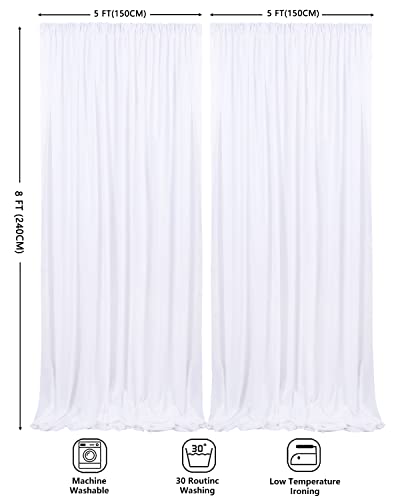 White Polyester Background Drapes 10Ft X 8Ft Photography Backdrop Curtain Outdoor Wedding Backdrop Panels #TOP5