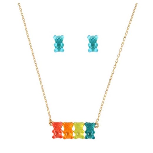 Betsey Johnson Gummy Bear Pendant & Stud Earrings Set
