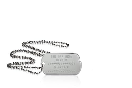 Personalisierte Erkennungsmarke'World War 2' und eigenem Text | Dog Tag Kette mit Prägung | inkl. Kette & Silencer im Set | Unterschiedliche individuelle Texte und Motive...