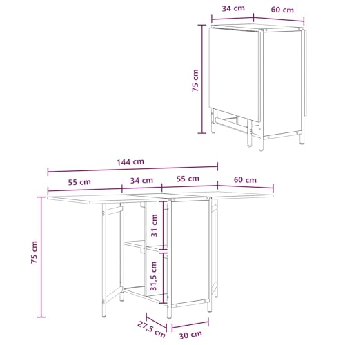 Table à manger extensible avec étagère intégrée bois rectangulaire moderne - 3