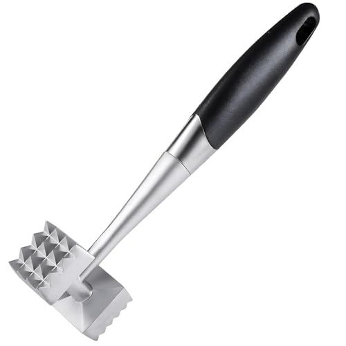 Armo Stainless Steel Meat Tenderizer Non Slip Double Sided Kitchen Hammer Mallet for Chicken Beef Steak