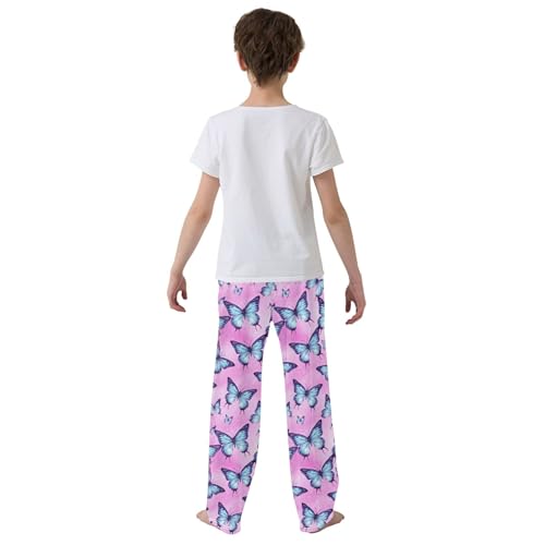 Butterfly Long Pajama Pants Elastic Waist PJ Bottoms with Pockets S A1109144