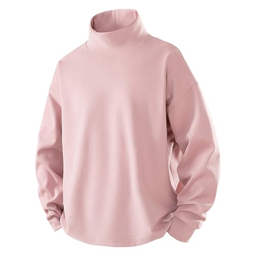 Men's Fleece Sweater Mock Neck Long Sleeve Sweaters Solid Color Casual Fall Winter Warm Pullover Tops