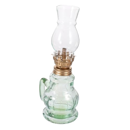 Toyvian Lampada Petrolio Vintage in Vetro per Interni ed Esterni Lanterna Decorativa da Tavolo con Illuminazione d'Atmosfera e Design Classico Adatta per Casa Stufa e Campeggio