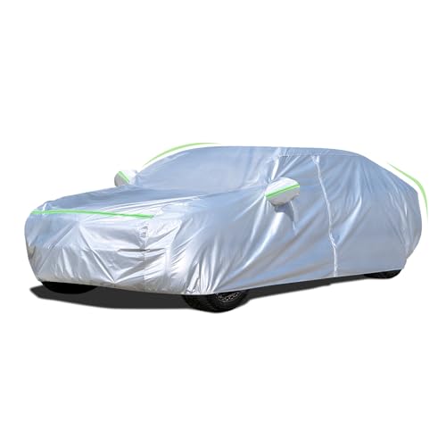 Image of Sedan Car Cover (155-170 inches) - Universal Fit, Waterproof, Dupont Oxford, All Weather, Hail Protector, Sun Protection, Door Zipper