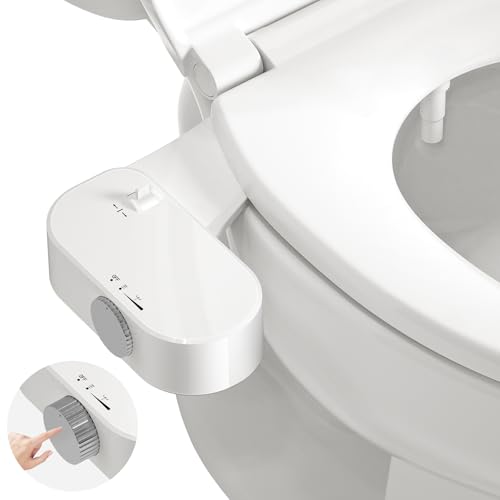 Bidet Attachment for Toilet Seat, Self-Cleaning Bidet Toilet Seat Attachment with Adjustable Bidet Sprayer & Angle Control, Easy Installation (Chrome)