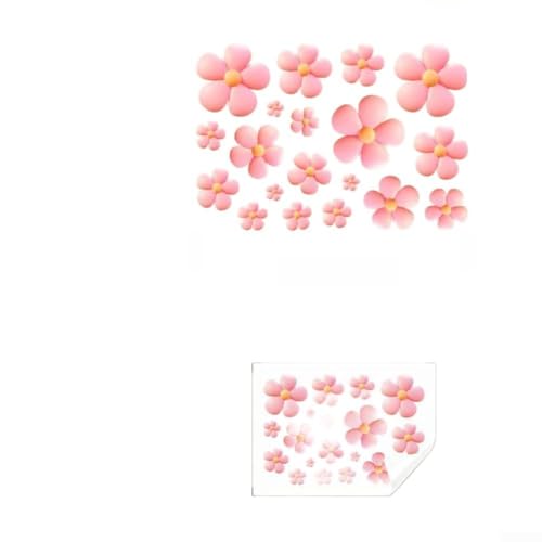 Calcomanías fluorescentes de PVC impermeables para pared de baño, decoración de techo, 20 x 15 cm, color rosa