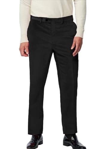 Mens Velvet Regular Fit Pants Expandable Waist Flat Front Suit Pants for Men