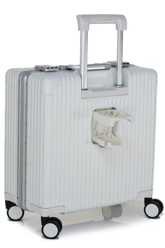 Image of Verage Luxe Celeste Pro Overnighter 48 cms Cabin Luggage Carry On Polycarbonate 8 Wheel Suitcase Laptop Trolley (White)