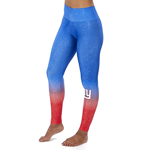 Zubaz NFL Team Colors Women's Distressed Gradient Legging, New York Giants, Large