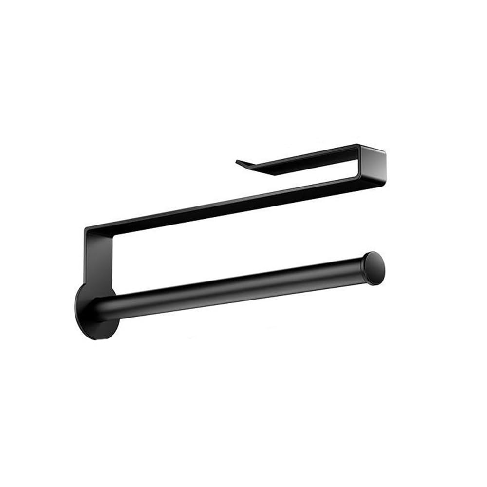 Paper Towel Rack Black Kitchen Roll Holder Under Cabinet Towel Rack Wall-Mounted, for Bathroom Kitchen Accessories