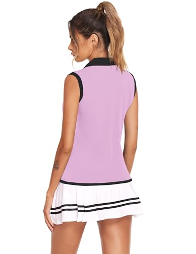 Image of COOrun Women's Golf Polo T Shirts Lightweight Moisture Wicking Sleeveless Shirt Quick Dry Zipper Tank Top