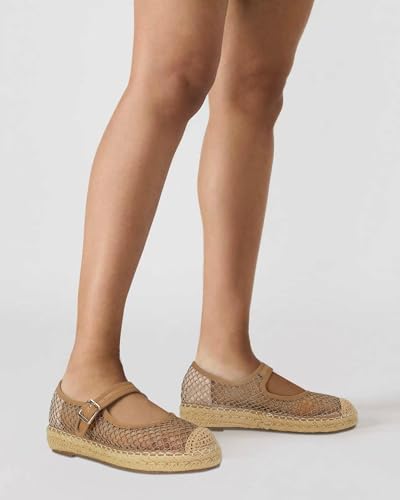 Platform Mary Jane Flats for Women Mesh Comfort Woven Raffia Espadrilles Flats Summer Dressy Buckle Strap Ballerina Flats2