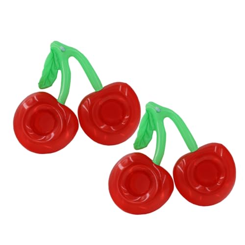 Vaguelly Inflatable Drink Holder Pool 2pcs Cherry Cup Coasters Floating PVC Drink Holder for Outdoor Parties