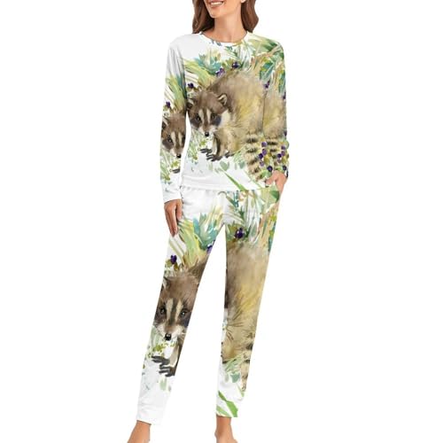 Pyjama femme raton laveur pour des soirées cocooning et des nuits douces en coton léger