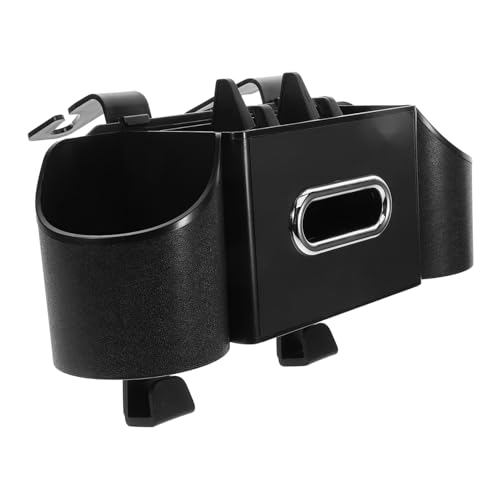 Organiseur de voiture pour appui-tête avec porte-gobelets et crochets de rangement noir