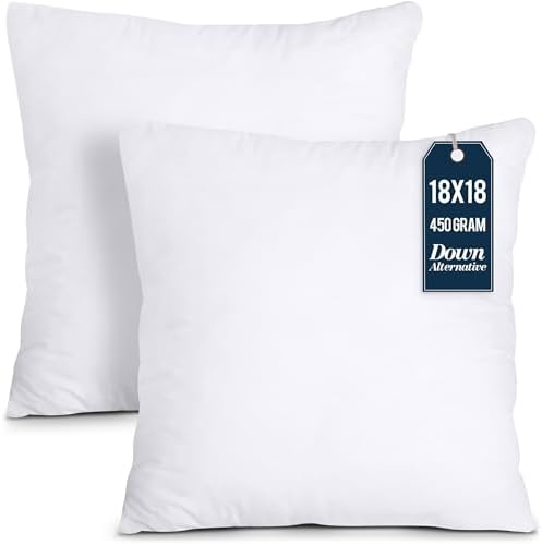 Utopia Bedding Throw Pillows Insert (Pack of 2, White) - 18 x 18 Inches Bed and Couch Pillows - Indoor Decorative Pillow