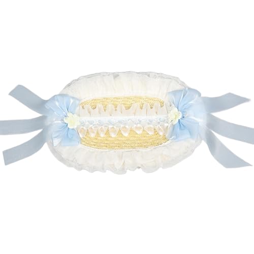 Chapeau de paille victorien haut de gamme orné de dentelle fine