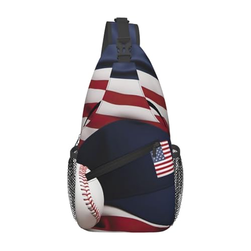 American Flag And Baseball Stylish Men'S Messenger Bag - Durable Polyester, Huge Capacity & Adjustable Strap