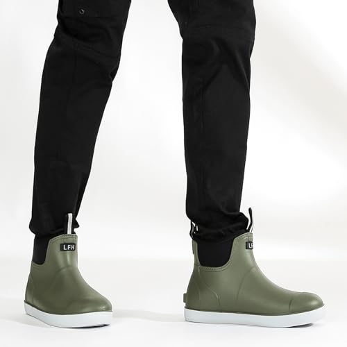 Image of Men's Deck Boots, Waterproof Non-Slip Ankle Rain Boots for Fishing