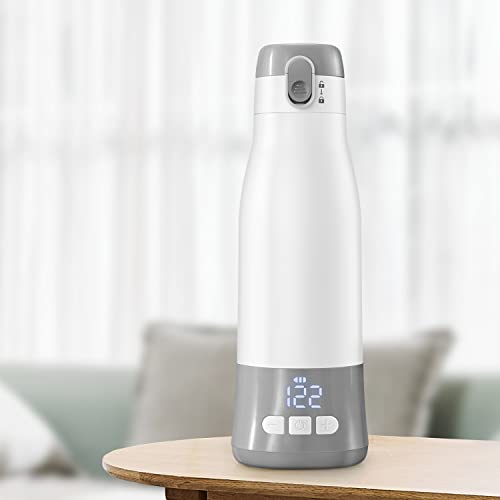 Image of Portable Water Warmer, ALVOD Bottle Warmer for Baby Formula, Milk, Breastmilk, 10.8 Ounce Travel Water Warmer Rechargeable with Precise Temp Control LCD Display, Keep Warm & Leak-Resistant for Outdoor