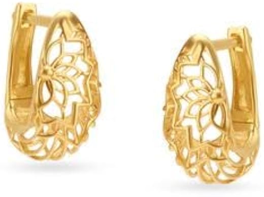 Mia by Tanishq 14 KT Gold Radiant Filigree Hoop Earrings