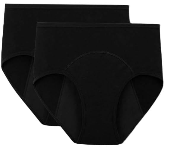 Period Panties for Women, Reusable Hipster Underwear, Medium to Heavy Flow, Black, Pack of 2-picture-50