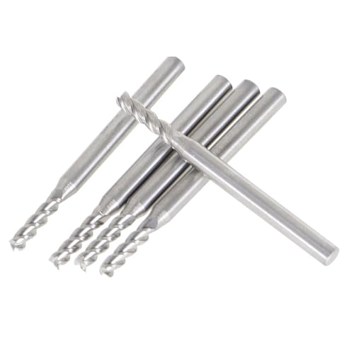 Image of 5Pcs 3 /32 Inch 4 Flute Helix Carbide Square End Mill, TiAlN Finish, Fit for CNC, Engraving Machine Carbon Steel, Mould Steel