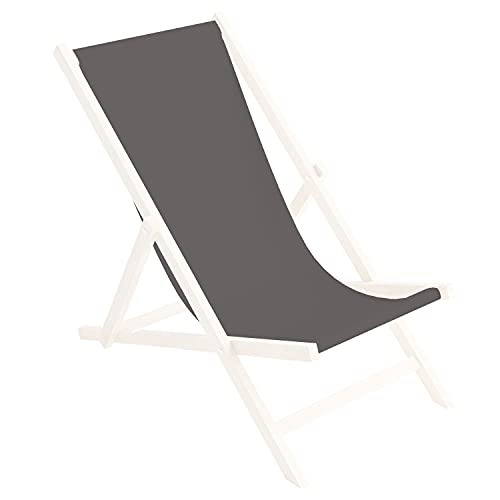 Ferocity Toile de Rechange 131x44 cm, Tissu De Remplacement De Fauteuil de Plage, Chaise Longue Pliante en Bois Motif Gris [119]