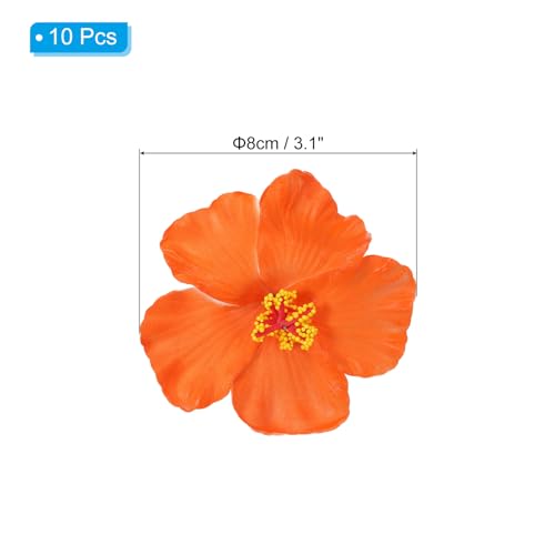PATIKIL Hawaiian Hibiscus Flowers, 10 Pack, Orange, EVA Foam, Flower Hair Clip for Decoration and DIY Crafts - Image 2
