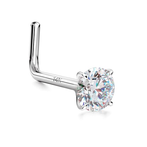 14K White Gold Nose Ring Studs 18G-22G