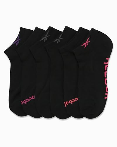 Image of Reebok Womens No Show Socks Moisture Wicking Cushioned Low Cut Socks 6 Pack